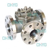 Titanium three-way ball valve